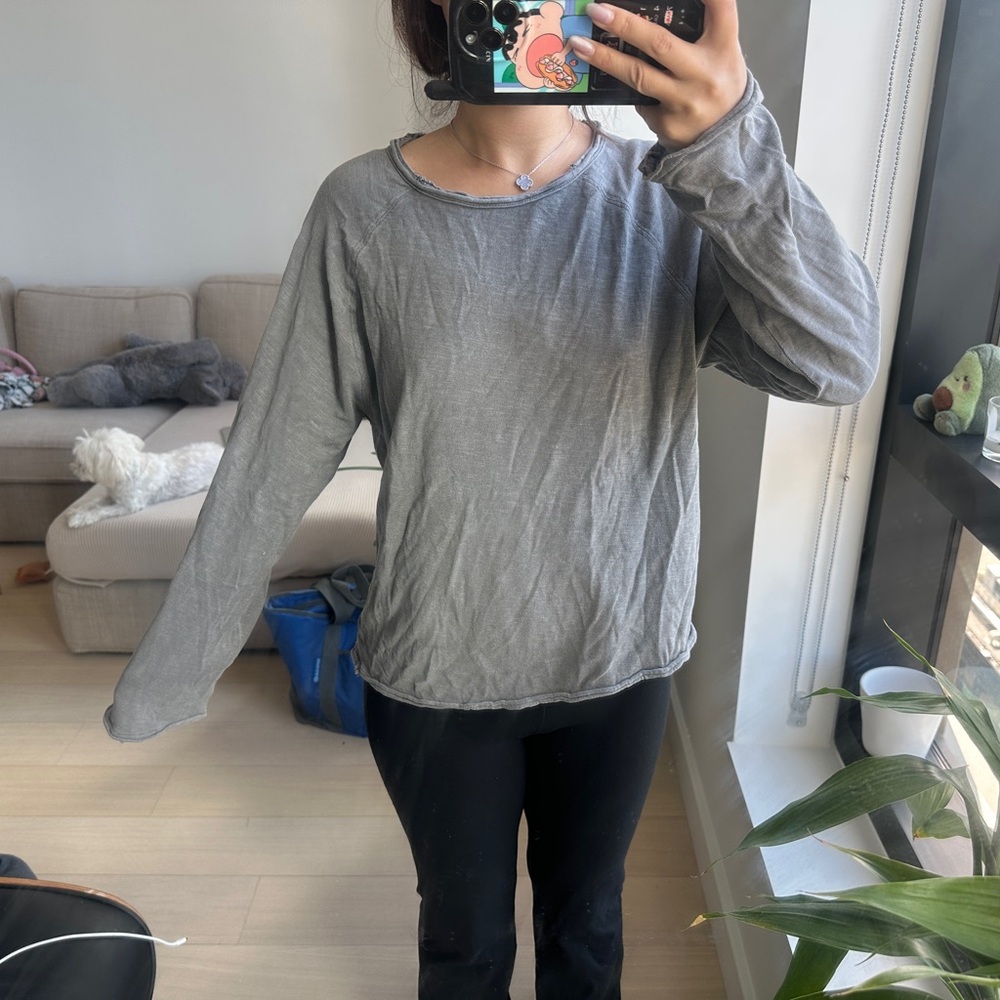 Zara Long Sleeve Gray Top